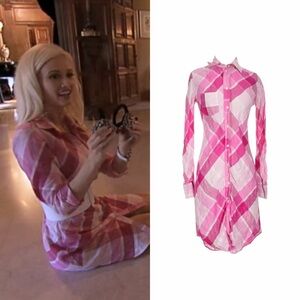 Plaid Button-Down Shirt Dress As Seen On Holly Madison